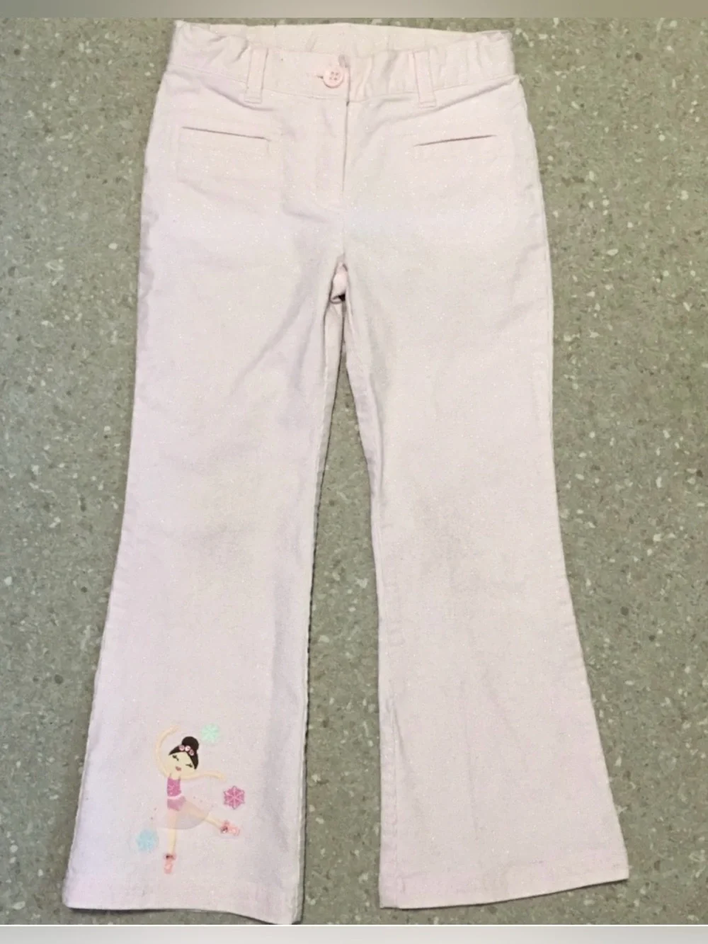 Gymboree Pink Corduroy Ballerina sparkles EMB Flare Pants Adjustable Waist